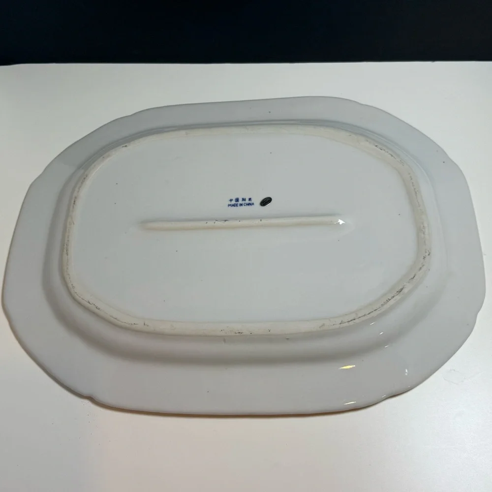 Blue Willow Style Porcelain Serving Platter – Large 20” Oval Transferware